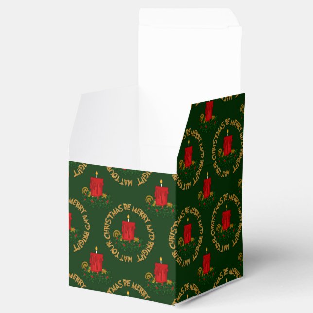 Merry-Bright Red Xmas Candle-Sq Favour Box (Opened)