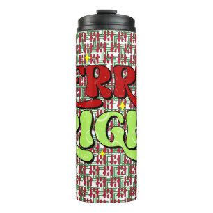 Merry & Bright - Retro Christmas Happy Holidays Thermal Tumbler