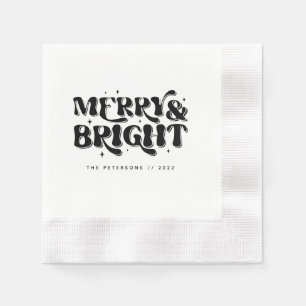 Merry & Bright Retro Christmas Party Napkin