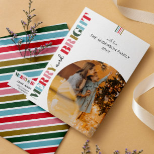 Merry & Bright Retro Christmas Photos Holiday Card