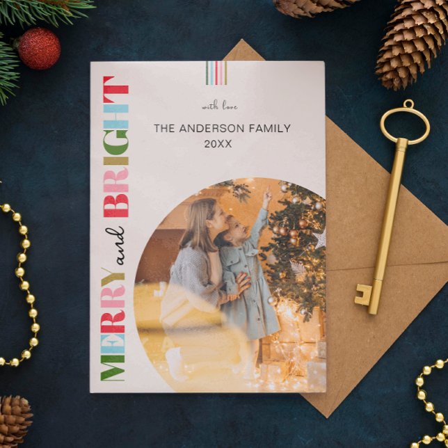 Merry & Bright Retro Christmas Photos  Holiday Card (Creator Uploaded)