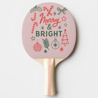 Merry & Bright Retro Christmas Stocking | Festive Ping Pong Paddle
