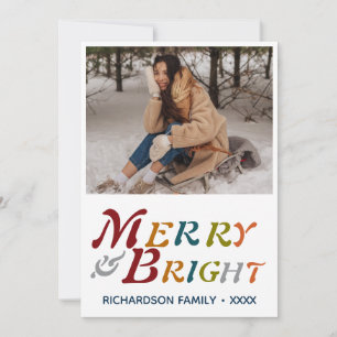 Merry & Bright Retro Colorful Flat Holiday Card