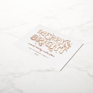 Merry & Bright Retro Foil Holiday Postcard