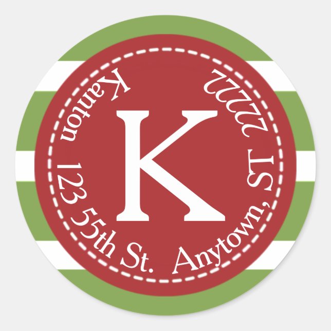 Merry & Bright Return Address Classic Round Sticker (Front)