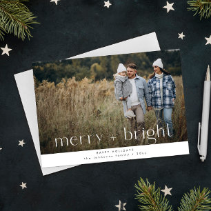 Merry & Bright Rustic Family Christmas Photo Holiday Card