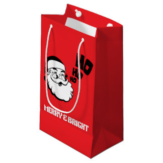 Merry & Bright Santa Gift Bag - Christmas Holiday 