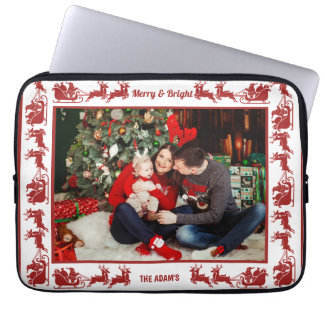 Merry & Bright Santa Sleigh Ride Christmas Photo Laptop Sleeve
