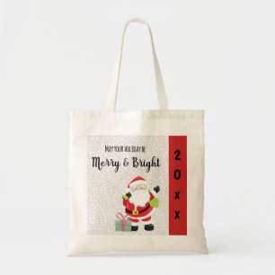 Merry & Bright Santa with Year Tote Bag