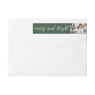 Merry & Bright Script Holiday Photo Address Labels