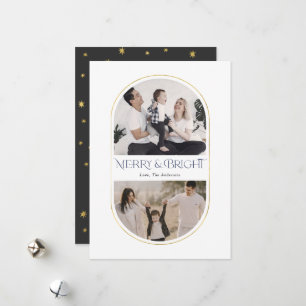 Merry & Bright Simple Arch Christmas family photos Holiday Card