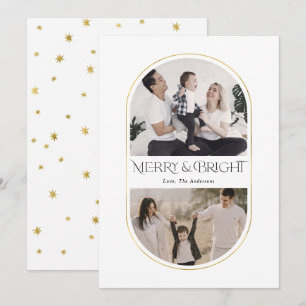 Merry & Bright Simple Arch Christmas family photos Holiday Card