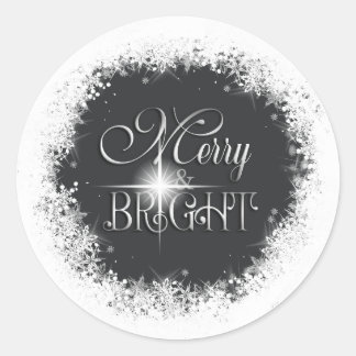 Merry & Bright Snowfall Christmas ID591 Classic Round Sticker