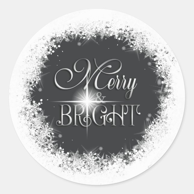Merry & Bright Snowfall Christmas ID591 Classic Round Sticker (Front)