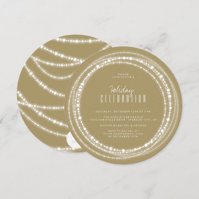 Merry & Bright Sparkles Chic Holiday Party Invite (Front/Back)