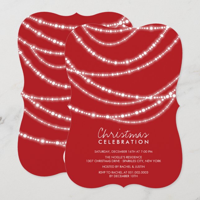 Merry & Bright Sparkles Chic Holiday Party Invite (Front/Back)