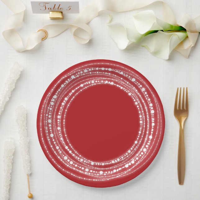 Merry & Bright Sparkling Lights Chic Holiday Party Paper Plate (Wedding)