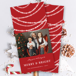 Merry & Bright Sparkling Lights Christmas Photo Holiday Card