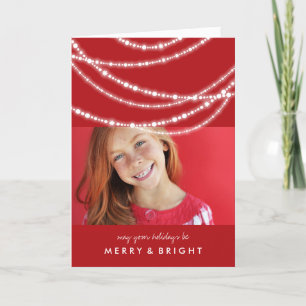 Merry & Bright Sparkling Lights Christmas Photo Holiday Card