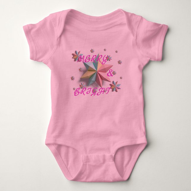 Merry & Bright Stars Baby Bodysuit (Front)