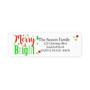 Merry & Bright stars holiday label