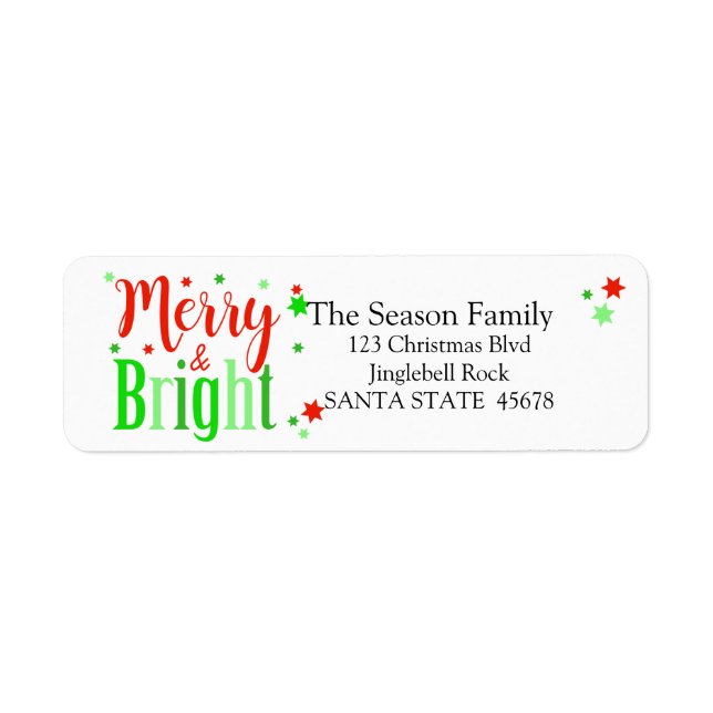 Merry & Bright stars holiday label (Front)