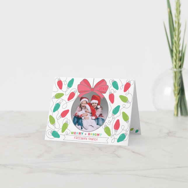 Merry + Bright String Lights Photo Card (Front)