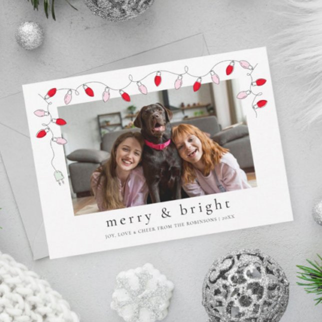 Merry & Bright | String Lights Photo Holiday Card (Creator Uploaded)