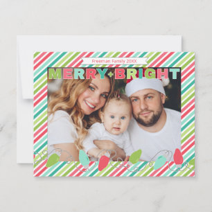Merry + Bright Striped Christmas Photo Card