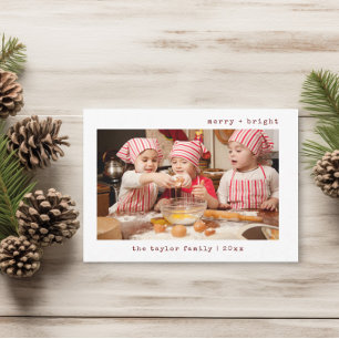 Merry & Bright Stylish Family Photo   Holiday Card