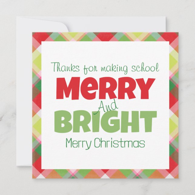 Merry & Bright Teachers Thank You Card (Front)