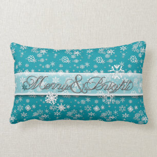 Merry & Bright • Teal & Snowflakes • Classic Lumbar Cushion