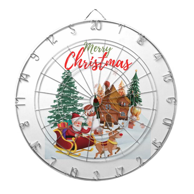 Merry & Bright Throw Pillow – Cosy Christmas Home  Dartboard (Front)