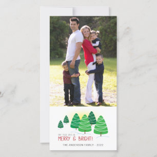 Merry & Bright Trees Vertical Photo Christmas Holiday Card