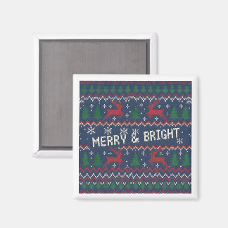 Merry & Bright Ugly Christmas Sweater Magnet