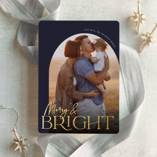 Merry & Bright Vertical Photo Arch Foil Holiday Card