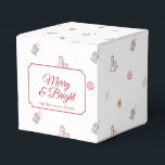 Merry & Bright Vintage Christmas Favour Box<br><div class="desc">Add a nostalgic touch to your holiday celebrations with this vintage Christmas favour box. Featuring charming watercolor illustrations of classic Christmas ornaments, rocking horses, and candy canes, along with the festive phrase “Merry & Bright, ” it brings warmth and cheer to your holiday table. Perfect for party favours, sweet treats,...</div>