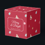 Merry & Bright Vintage Christmas Favour Box<br><div class="desc">Add a nostalgic touch to your holiday celebrations with this vintage Christmas favour box. Featuring charming watercolor illustrations of classic Christmas ornaments, rocking horses, and candy canes, along with the festive phrase “Merry & Bright, ” it brings warmth and cheer to your holiday table. Perfect for party favours, sweet treats,...</div>