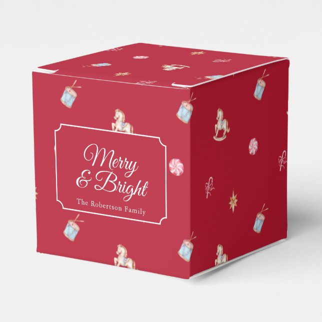 Merry & Bright Vintage Christmas Favour Box (Front Side)