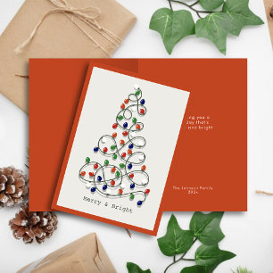 Merry & Bright Vintage Lights Orange Christmas Holiday Card