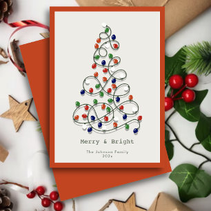 Merry & Bright Vintage Lights Orange Christmas Holiday Card