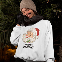 MERRY & BRIGHT Vintage Retro Jolly Santa Christmas