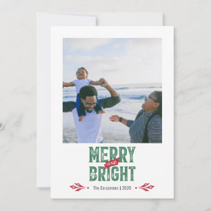 Merry & Bright vintage rustic 2 photo Holiday Card