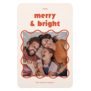 Merry & Bright Wavy Frame Christmas Magnet