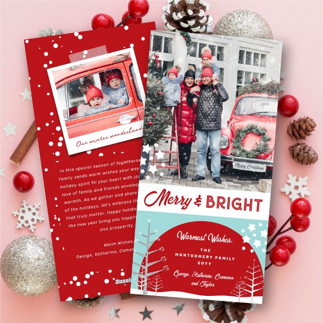 Merry & Bright Winter Wonderland Snow Trees Photo Holiday Card (Merry & Bright Winter Wonderland Snow Trees Photo Holiday Card @ fat_fa_tin)