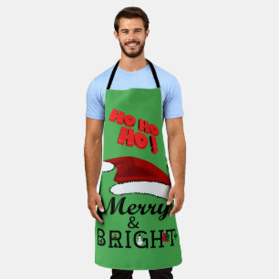 Merry & Bright with Santa Hat Christmas, ZSPG Apron