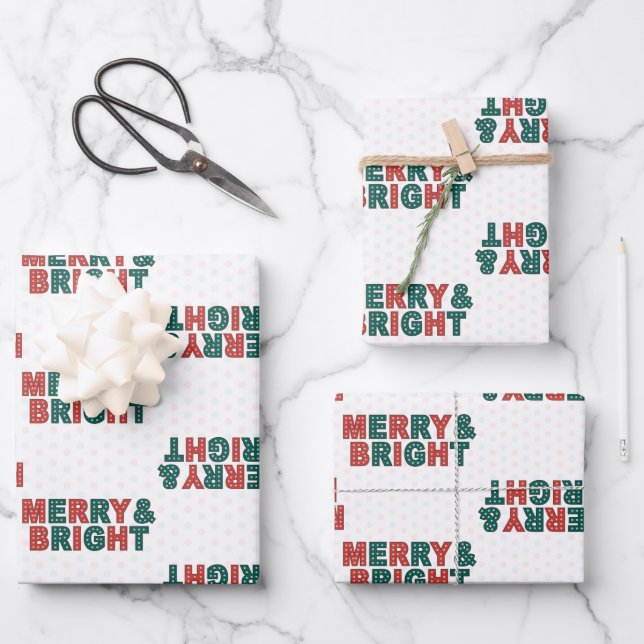 Merry & Bright Wrapping Paper Sheets (Front)
