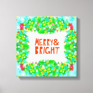 Merry & Bright Wreath Canvas Print