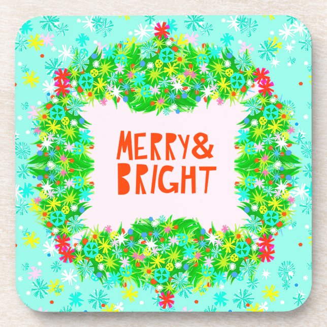 Merry & Bright Wreath Coaster (Front)