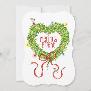 Merry & Bright Wreath Holiday Card